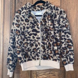Cheetah print zip-up fleece